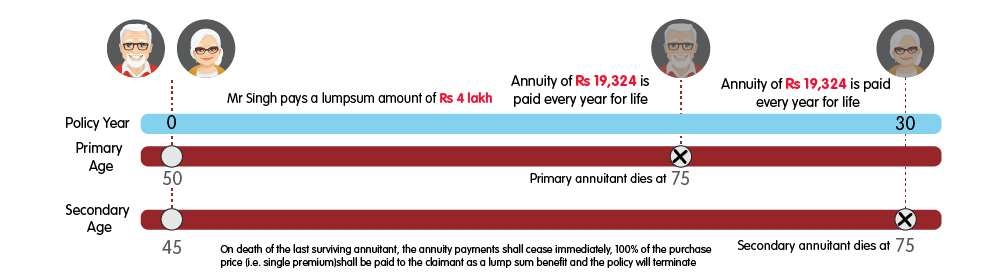 INL Saral Pension Plan Joint Life Annuity - Rs 4 lakh web illustration