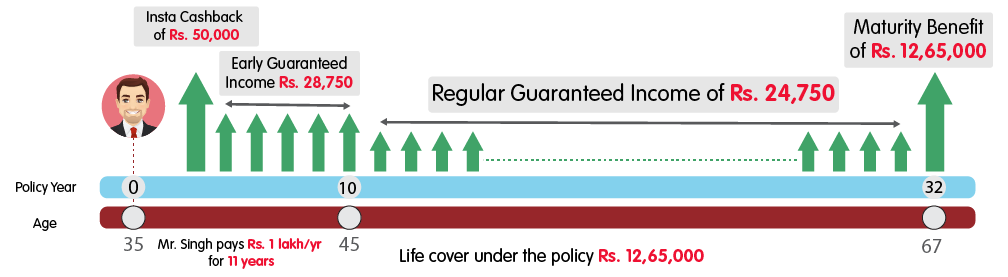 INL Guaranteed Advantage Income Plan Insta Income - Rs 1 lakh web illustration